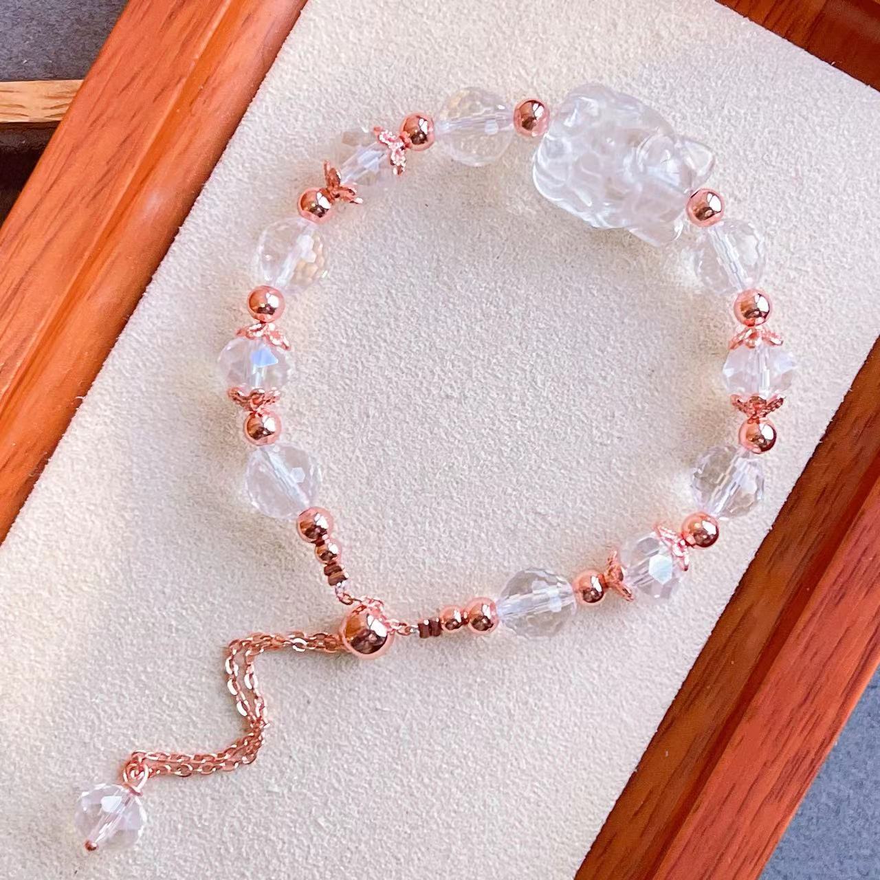 クリアクォーツ ファセットカット クリアクォーツ九尾狐ブレスレット