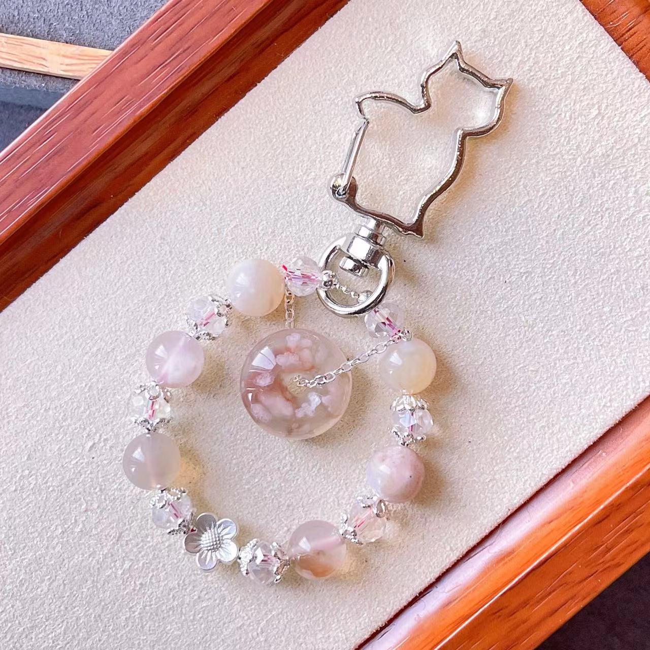 桜瑪瑙桜平和と健康ボタンバッグぶら下げ