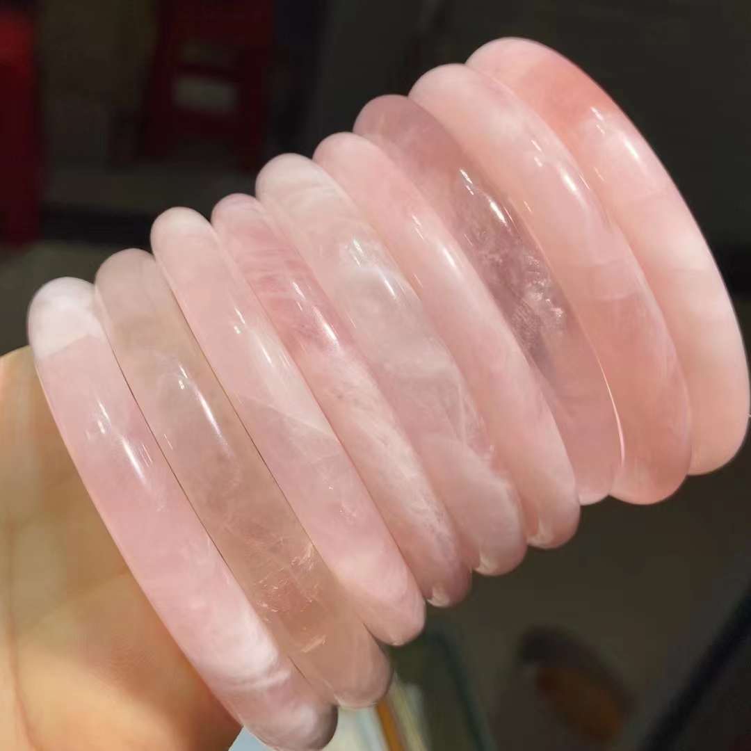 ナチュラル オールドマイン ローズクオーツ ラウンドバーバングル