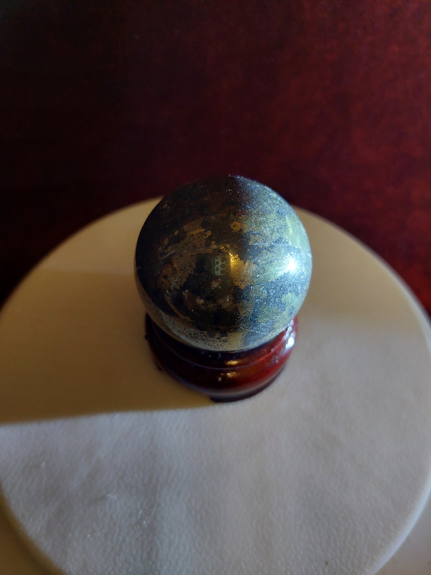 Chalcopyrite crystal ball (1 wooden seat free)